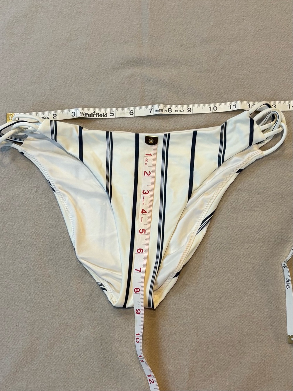 O’Neill Striped Off White & Navy Bikini Bottom Large